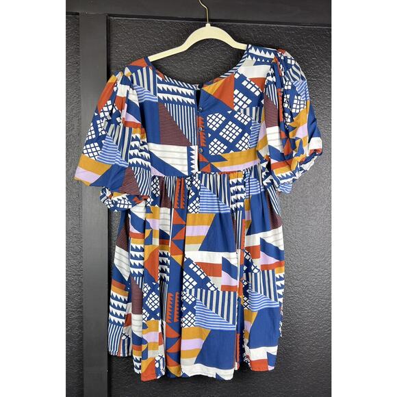 Anthropologie Porridge Ventura Abstract Patchwork Boho Geometric Flowy Blouse - Picture 9 of 10